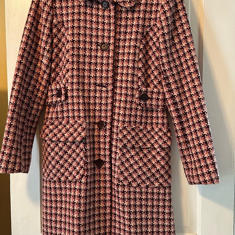 Women's Pink Houndstooth Coat